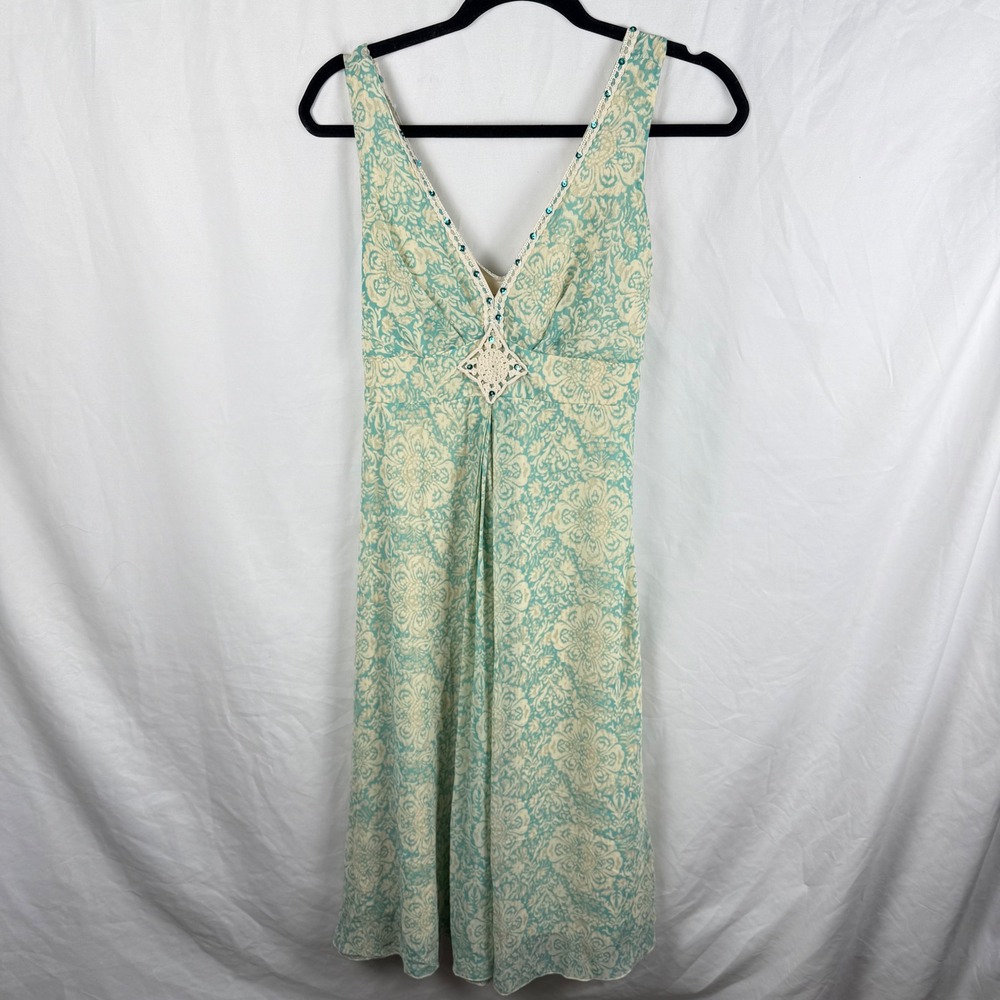 Jonathan Martin‎ Babydoll Sequin Midi Dress 10 Beachy Crochet Y2K Fairy Festival